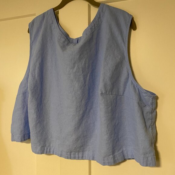 A New Day™ Linen Tank Top - Sleeveless Button Back - Womens Plus Size 3X Blue - Picture 7 of 8